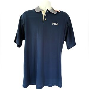 NWT - FILA Blue Claudio Campo Short Sleeve Polo Shirt Made in Italy.Size-Medium